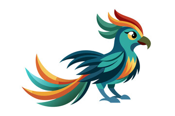 Vector illustration of a vibrant cartoon parakeet, also known as a budgie, featuring bright blue and yellow plumage with green feather detailing.