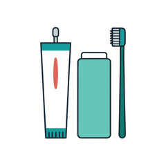 Dental Hygiene Set with Tube and Toothbrush Sketch