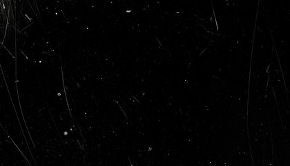 Overlay texture emulating old 8mm film with floating dust particles, hairline scratches, and occasional flicker. Black background with transparent film effects suitable for vintage and retro-style