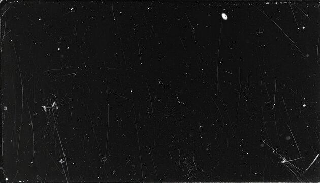 Overlay texture emulating old 8mm film with floating dust particles, hairline scratches, and occasional flicker. Black background with transparent film effects suitable for vintage and retro-style