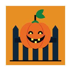 smiling-pumpkin-peeking-behind-wooden-fence