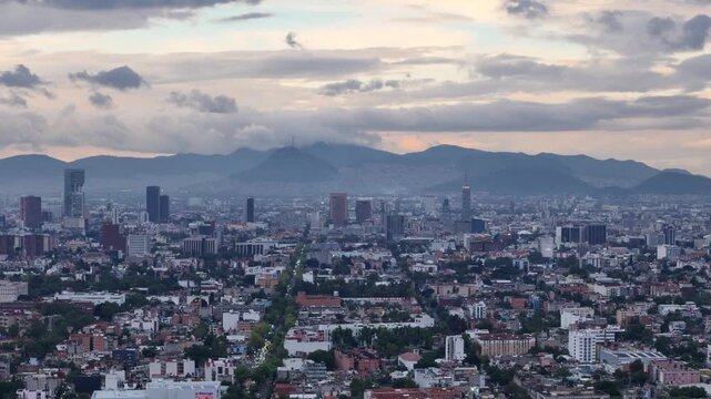 shot of mexico city during sunset on a cloudy day