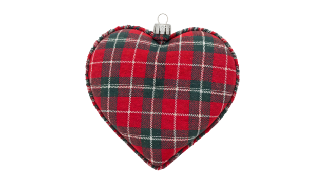 Festive plaid heart ornament: embrace cozy rustic charm with holiday decor