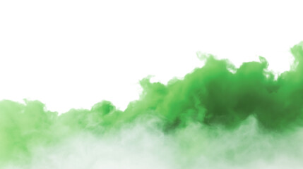 Green smoke billowing isolated on white background