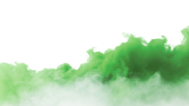 Green smoke billowing isolated on white background