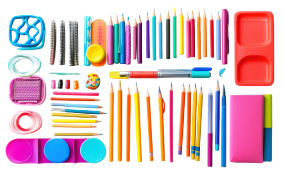 Back to school school supplies on white background,png - Powered by Adobe