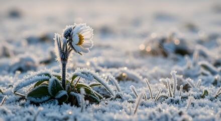 Frozen Daisy on Grass