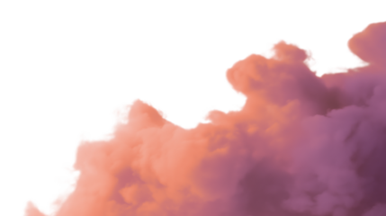 Pink clouds illuminated by sunlight  isolated on white background