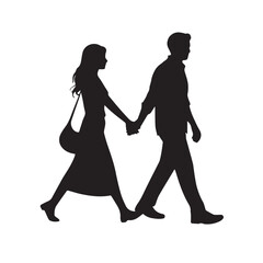 
Couple Walking Hand in Hand Silhouette