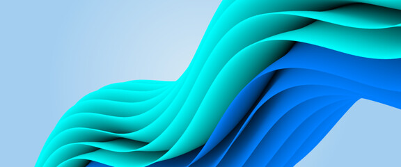 Blue Abstract fluid wave. Innovation background design for landing page. Modern poster with gradient 3d flow shape.