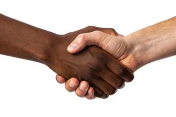 handshake between diverse hands for business partnership and agreement with isolated on transparent background