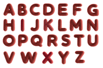 Red Fluffy 3D Alphabet Letters Set5