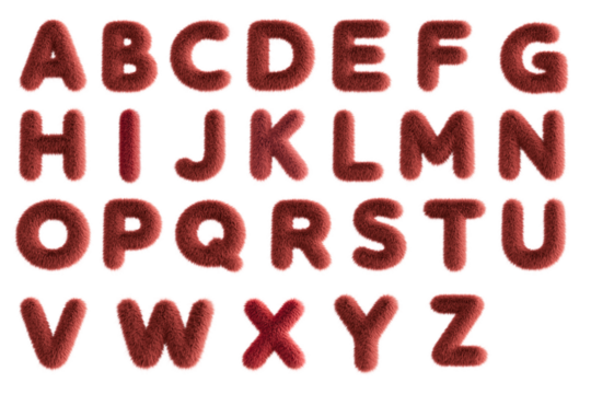 Red Fluffy 3D Alphabet Letters Set5
