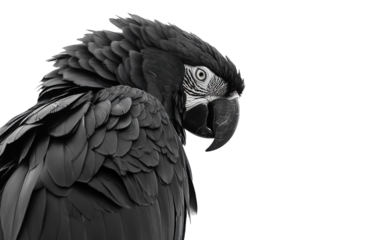 Black parrot on white background,png