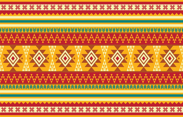 Colorful horizontal stripes with geometric and floral patterns. Concept of pattern, textile, ethnic, tribal.