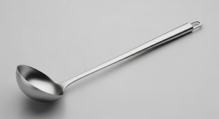 Stainless steel soup ladle isolated on transparent background