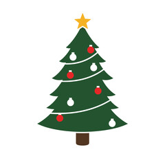 Illustration of a christmas tree with ornaments and star silhouette