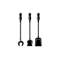 Naklejka premium Illustration of fireplace tools set in black color silhouette