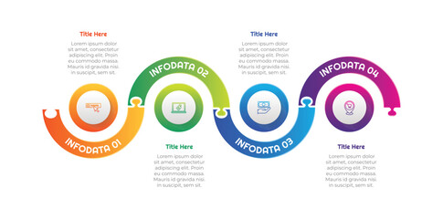 4 Steps Gradient Circle Puzzle Infographic Element. Modern and clean design for presentations, reports, and web