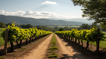 Naklejka premium Rustic vineyard with beautiful landscapes