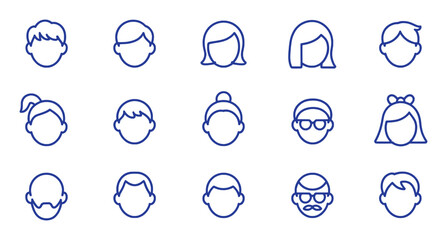 Diverse human faces with various hairstyles and accessories people heads