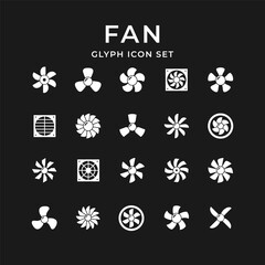 Set glyph icons of fan