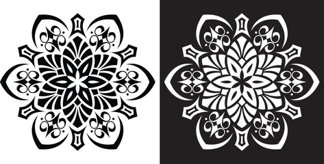 Intricate Black and White Mandala Design for Relaxation and Artistic Coloring
