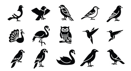 Vector silhouette illustration a detailed black owl icon perched on a branch, representing nocturnal wisdom and nature