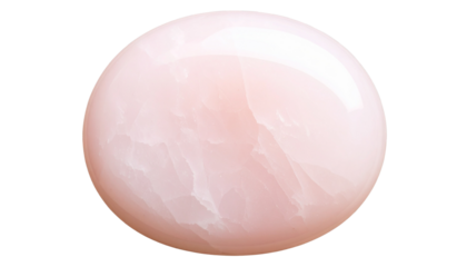 A Polished Rose Quartz Stone with Soft Pink Tones Isolated on Transparent Background