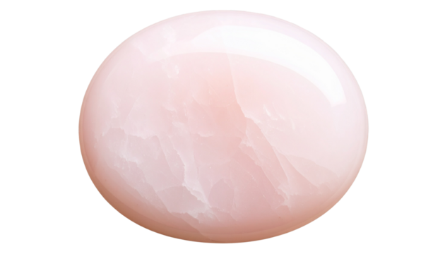 A Polished Rose Quartz Stone with Soft Pink Tones Isolated on Transparent Background