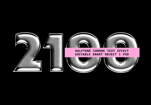 Halftone Chrome Text Effect