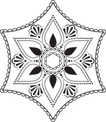 Intricate Black and White Mandala Design for Relaxation and Artistic Coloring