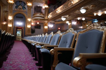 Ornate theater interior with luxurious seating and elegant lighting