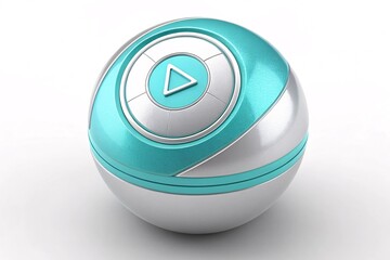 3D Turquoise Play Button Sphere - Video Player Icon for Media and Streaming Content
