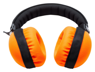 PNG Orange earmuffs for kids headphones black noise-canceling.
