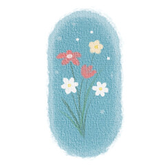Watercolor style flower image in shades of blue, transparent background