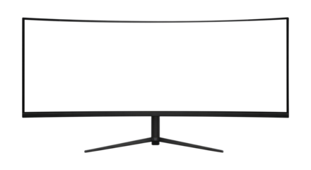 A 3D Render of a Sleek Ultrawide Monitor, Cut Out, Clipping Path Isolated on a Transparent PNG Background.
