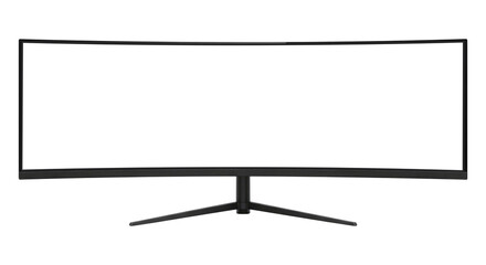 A Curved Gaming Monitor for an Immersive Experience, Cut Out, Clipping Path Isolated on a Transparent PNG Background.