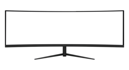 A Curved Gaming Monitor for an Immersive Experience, Cut Out, Clipping Path Isolated on a Transparent PNG Background.