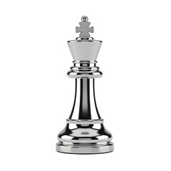Elegant silver chess king piece stands alone, symbolizing leadership, strategy, and the pursuit of victory in a sophisticated game.