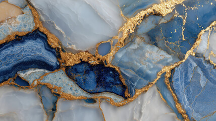 Abstract Blue And Gold Stone Texture Background With Decorative Pattern