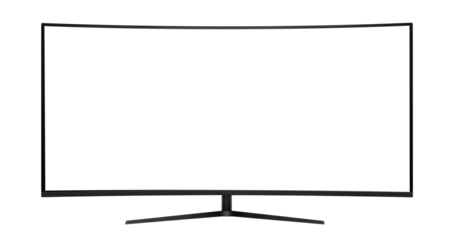 Modern Curved Gaming Monitor with a Blank Screen, Cut Out, Clipping Path Isolated on a Transparent PNG Background. - Powered by Adobe