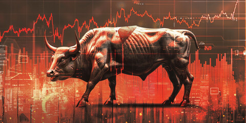 Illustration depicting the collapse of the stock market, with plunging graphs, red arrows, and financial symbols, conveying a dramatic downturn in economic conditions.