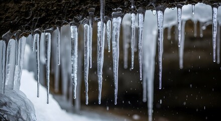 Icicle Hanging From Rock Formation