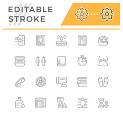 Set line icons of solarium