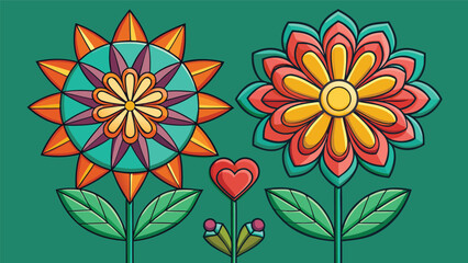 Abstract geometric shapes and lines in vibrant cmyk colors creating a dynamic composition isolated on white background