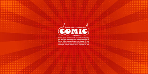 red comic book background. Modern creative pop art orange halftone style background