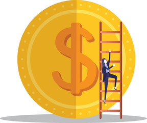 Dollar Icon Cash Coins Money Management Financial Growth Concept Design Vector Art Illustration