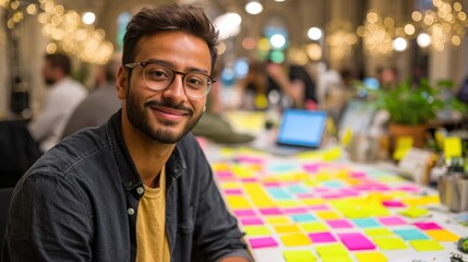 Fototapeta premium young indian man sitting in office