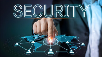 Fototapeta premium Security network connection internet protection data privacy cyber safety global technology concept